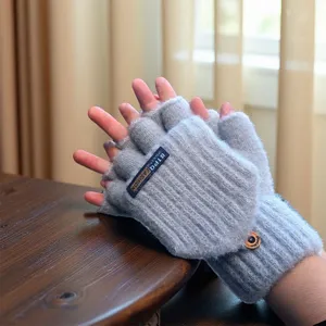Guanti uomo inverno caldo lavorato a maglia mezzo dito pile spessi comodi manopole