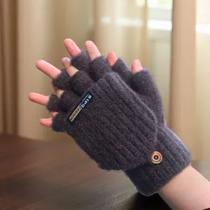 Guanti Invernali Caldi In Maglia Senza Dita Ribaltabili Mezzo Dito Foderati In Pile