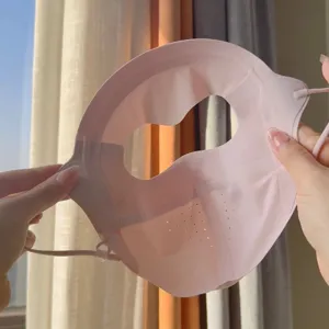 Ganzgesicht Sonnenschutz Maske Eisseide atmungsaktiv UV-Schutz rosa Facekini für Sommer.