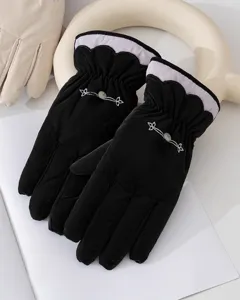 Winter warm women gloves Chinese style quilted embroidery velvet plush thick cold-proof soft touch