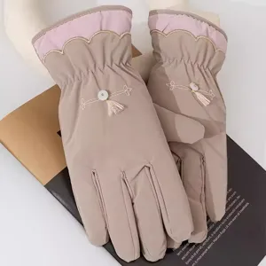 Women winter thick fleece lined gloves warm touch screen outdoor skiing riding gloves design