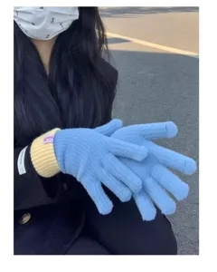 Women winter warm knitted gloves soft cashmere split finger thermal gloves stylish daily wear