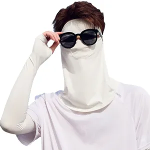 Men full face sun protection mask and sleeves set breathable UV shielding outdoor cycling driving