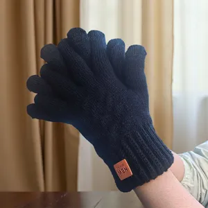 Guanti in maglia termici touch screen invernali da uomo, guanti spessi per il ciclismo.