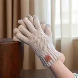 Guanti invernali in maglia felpata spessa, design touch caldo per uomini e donne.