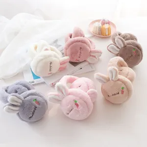 Winter warm plush earmuffs for women, cute rabbit ear folding ear warmers cute winter gear.