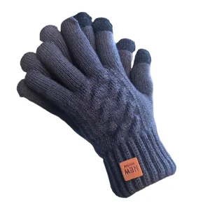 Guanti touch screen in maglia calda invernale per uomo e donna, guanti termici spessi.
