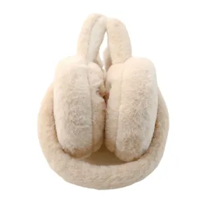 Women Winter Warm Plush Earmuffs Foldable Cute Fluffy Ear Cover Soft Outdoor Ear Warmer