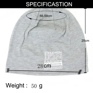 Grijze gebreide slouchy muts met letterprint, casual streetwear winterwarme muts.