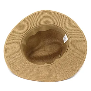 Zomer papier stro fedora hoed zonbescherming strand zonnehoed voor heren en dames detail