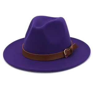 Unisex Wool Felt Fedora Hat Wide Brim British Style Jazz Cap Vintage Panama Hat Winter Autumn Fashion Headwear