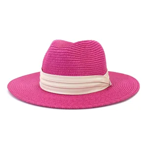 Summer colorful straw fedora hat for outdoor travel beach sun protection stylish sun hat