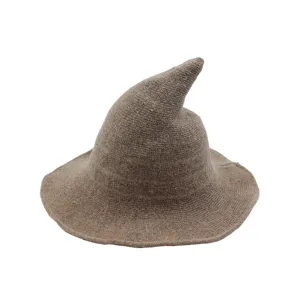 Automne Hiver Chaud Laine Tricoté Chapeau de Sorcière Femmes Mode Couleur Unie Slouchy Pointu Magie Bonnet Coiffure de Fête