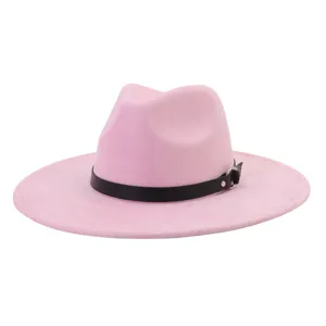 Sombrero Fedora de Ante de Moda Unisex con Ala Ancha Jazz Cap Casual Elegante Invierno Otoño Sombrero de Fieltro de Lana Hombre Mujer