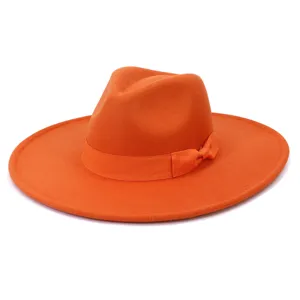 Γυναικείο μάλλινο καπέλο fedora με φαρδύ γείσο και φιόγκο φθινόπωρο χειμώνας κομψό
