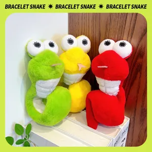 Cute snake slap bracelet plush toy, soft stuffed animal wristband gift for kids and adults.