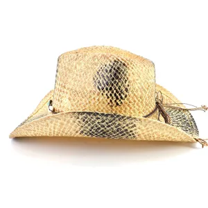 Chapeau de cowboy en paille deraphia fait main Fedora de protection solaire de plage pour hommes femmes