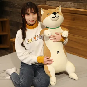 Χαριτωμένο λούτρινο παιχνίδι Shiba Inu και μακρύ μαξιλάρι αγκαλιάς για δώρο γενεθλίων.