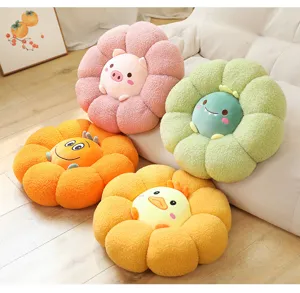 Joli coussin en peluche citrouille animal, coussin de sol fleur épais pour canapé