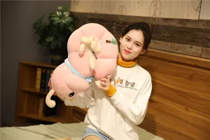 Cute pink caterpillar plush toy, soft long sleeping pillow for kids and home decor comfort.