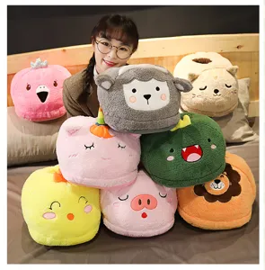 Cute cartoon animal plush foot warmer winter indoor warm plush slippers for home use new style