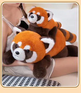 Cute simulation red panda plush toy mother and child soft stuffed doll for kids gift
