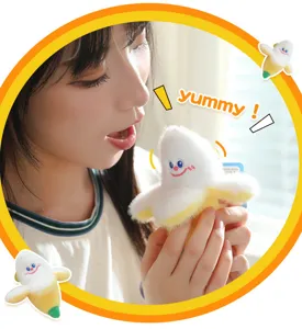 Cute banana plush pendant lovely fruit keychain soft bag ornament for student backpack gift