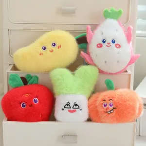 Cute Fruit And Vegetable Plush Pendant Stuffed Toy Cartoon Cute Bag Hanging Ornament Keychain School Bag Decor Gift