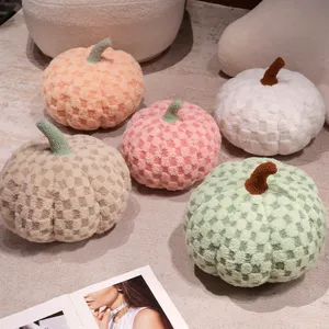 Cute Lamb Fleece Pumpkin Pillow Stuffed Plush Toy Halloween Home Decor Soft Cushion Fall Room Decoration Gift
