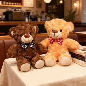 Mignon peluche d'ours en peluche avec nœud papillon, poupée douce pour cadeau d'enfants