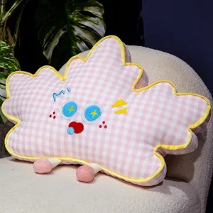 Cojín de felpa de nube a cuadros rosa cojín decorativo lindo para sofá de cama