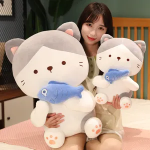 Cute Sitting And Lying Cat Plush Toy Soft Stuffed Animal Kitten Doll Long Pillow Companion Gift For Kids Girls