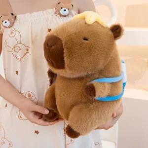 Joli jouet en peluche capybara avec sac à dos poupée douce cadeau d'anniversaire pour enfants