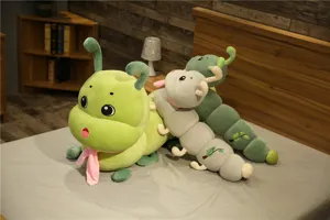 Cute plush caterpillar long pillow toy, soft stuffed animal plushie for kids sleeping and room decor