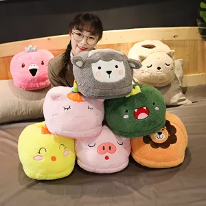 Cute cartoon plush foot warmers for winter, comfortable warm slippers for couples home use.