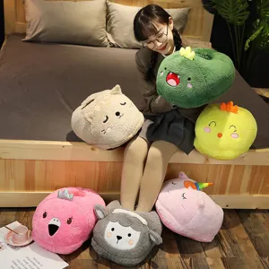 Cute cartoon plush warm foot cover winter indoor couple slippers fluffy soft house shoes