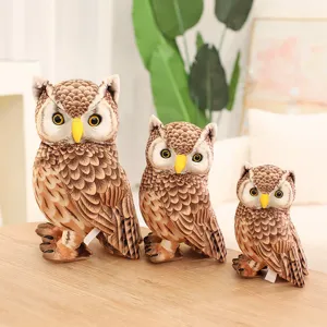 Set di peluche gufo realista, morbida bambola di stoffa per regalo bambini e decorazione.