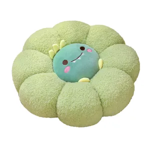 Joli coussin en peluche fleur verte doux dessin animé dinosaure chaise bureau