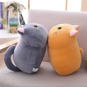 Cute fat cat plush toy soft cylindrical pillow stuffed animal doll birthday gift for kids