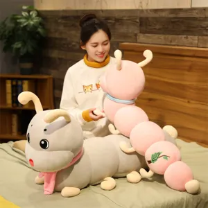 Cute large scarf caterpillar plush toy for kids, soft sleeping pillow doll main view.