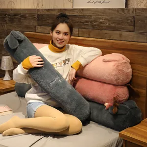 Cuscino lungo cilindrico in peluche con orecchie di coniglio, morbido cuscino da letto e decoro.