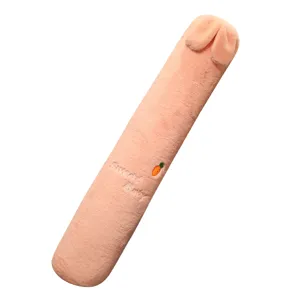Cuscino corpo lungo in morbido peluche con orecchie di coniglio per il letto della camera.