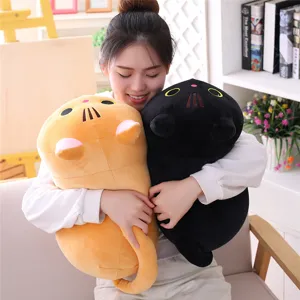 Cute chubby cat plush toy soft cylindrical pillow stuffed animal doll for kids birthday gift