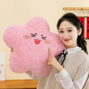 Almohada de peluche de estrella rosa lindo dibujo animado sofa suave decoracion hogar