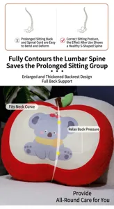 Thickened red apple plush cushion with cute koala print for sofa backrest support.