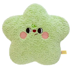 Lindo cojin de peluche en forma de estrella verde, suave almohada de sofa para decoracion.