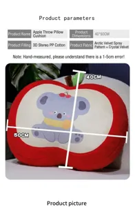 Red apple plush pillow cute koala stuffed cushion soft sofa backrest home decor 40x50cm