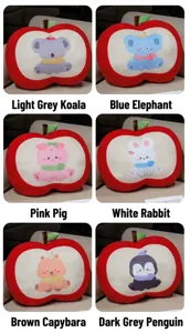 Cute red apple plush pillow with adorable animals for comfortable sofa and chair back support