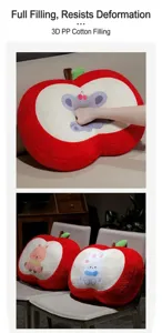 Red apple plush pillow cute animal sofa cushion office chair backrest fluffy plush design