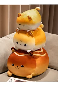 Peluche gatto pane carino, morbido cuscino gattino toast, comodo cuscino animale per dormire.